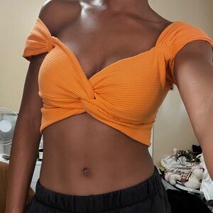 Orange Twist Front Crop Top